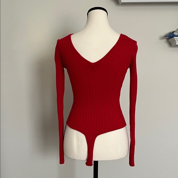 Hera Collection Red Ribbed Bodysuit - Picture 2 of 8